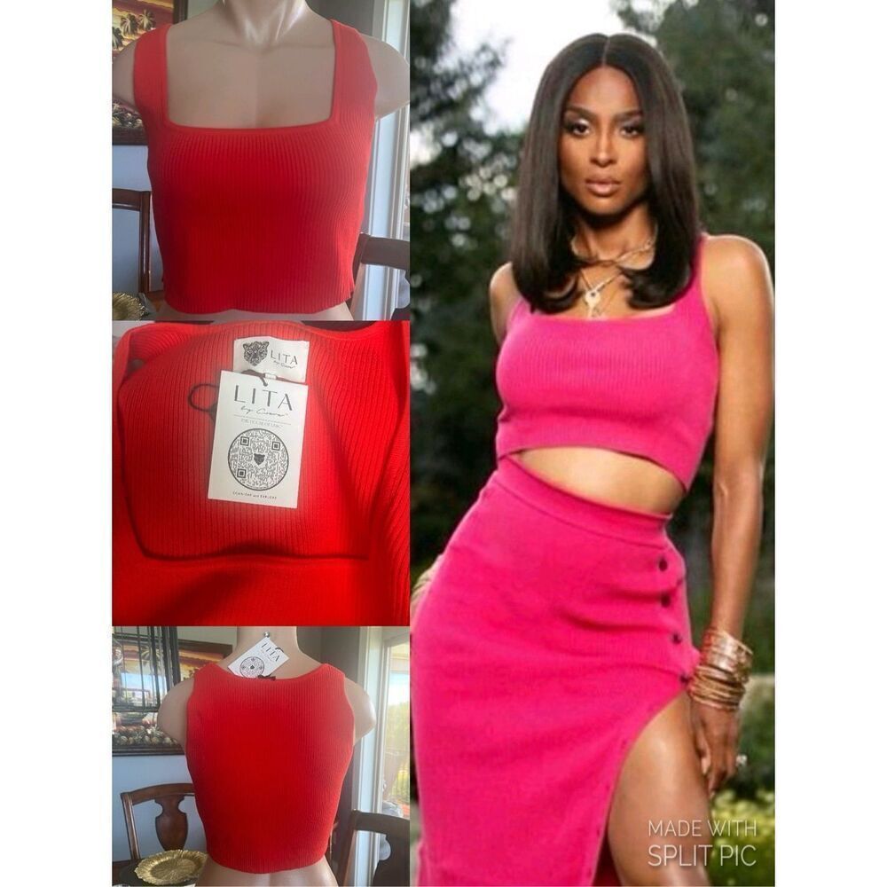 LITA by Ciara Red Ribbed Crop Top